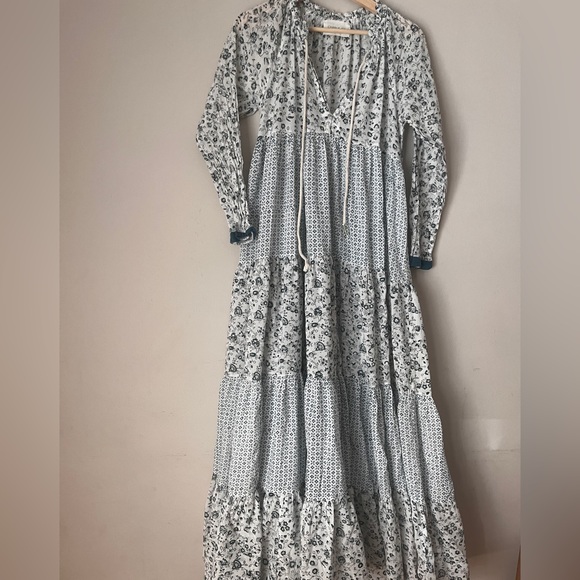 Charlie Joe Palma Blue Print voluminous Maxi Dress - Picture 9 of 11